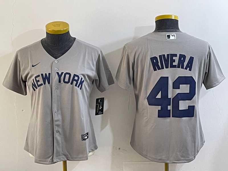 Women%27s New York Yankees #42 Mariano Rivera Grey Field of Dreams Cool Base Jersey